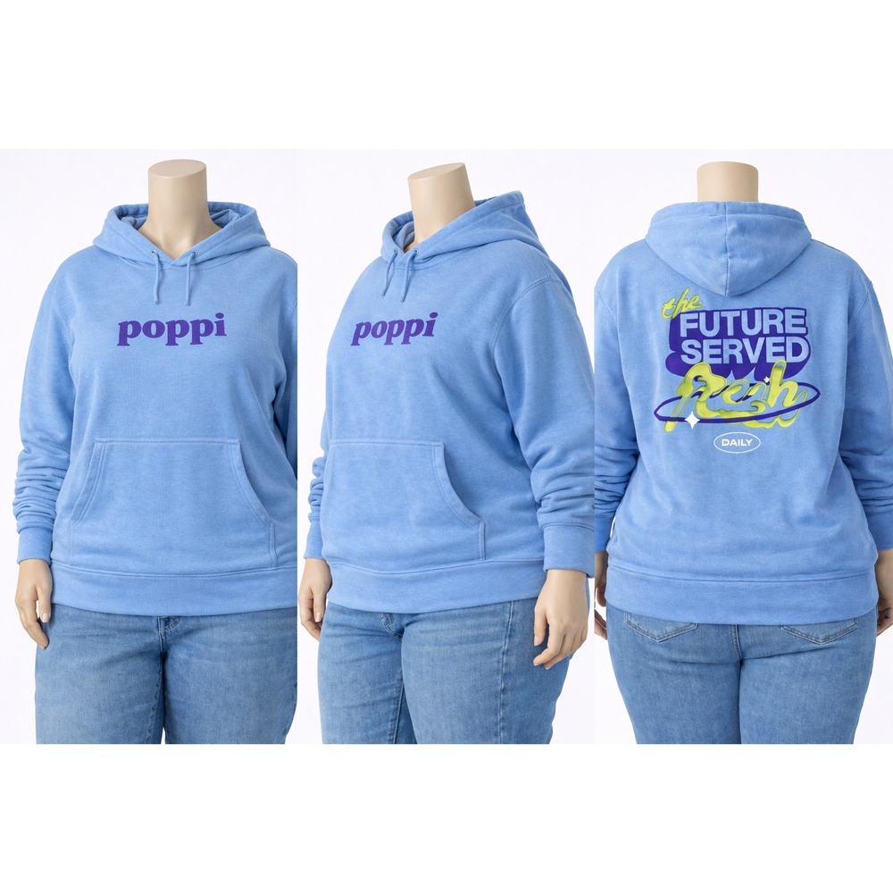 Poppi x Target Womens 3X Blue Graphic Hoodie The Future Served‎ Fresh NWT